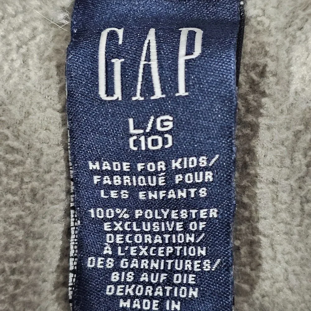 GAP ORIGINAL Kids Boys Fleece Full Zip Vest Hiking School Gray Navy - Size L  10